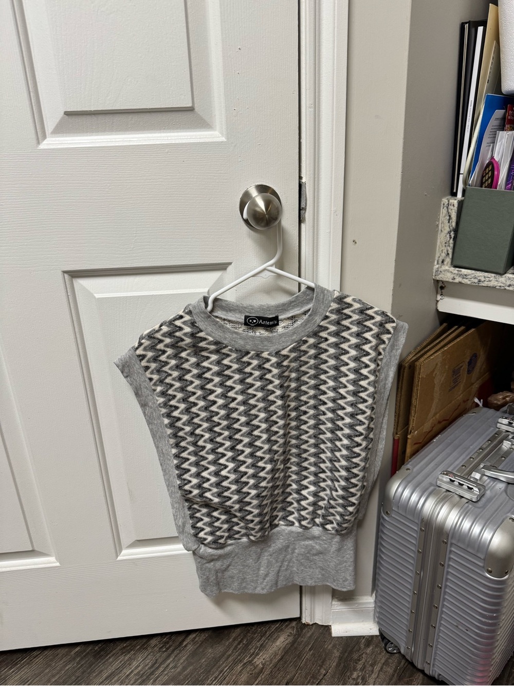 Artemis Grey Zigzag Knit Sweater Vest